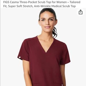 FIGS CASMA 3 POCKET SCRUB TOP. MEDIUM. BURGUNDY.